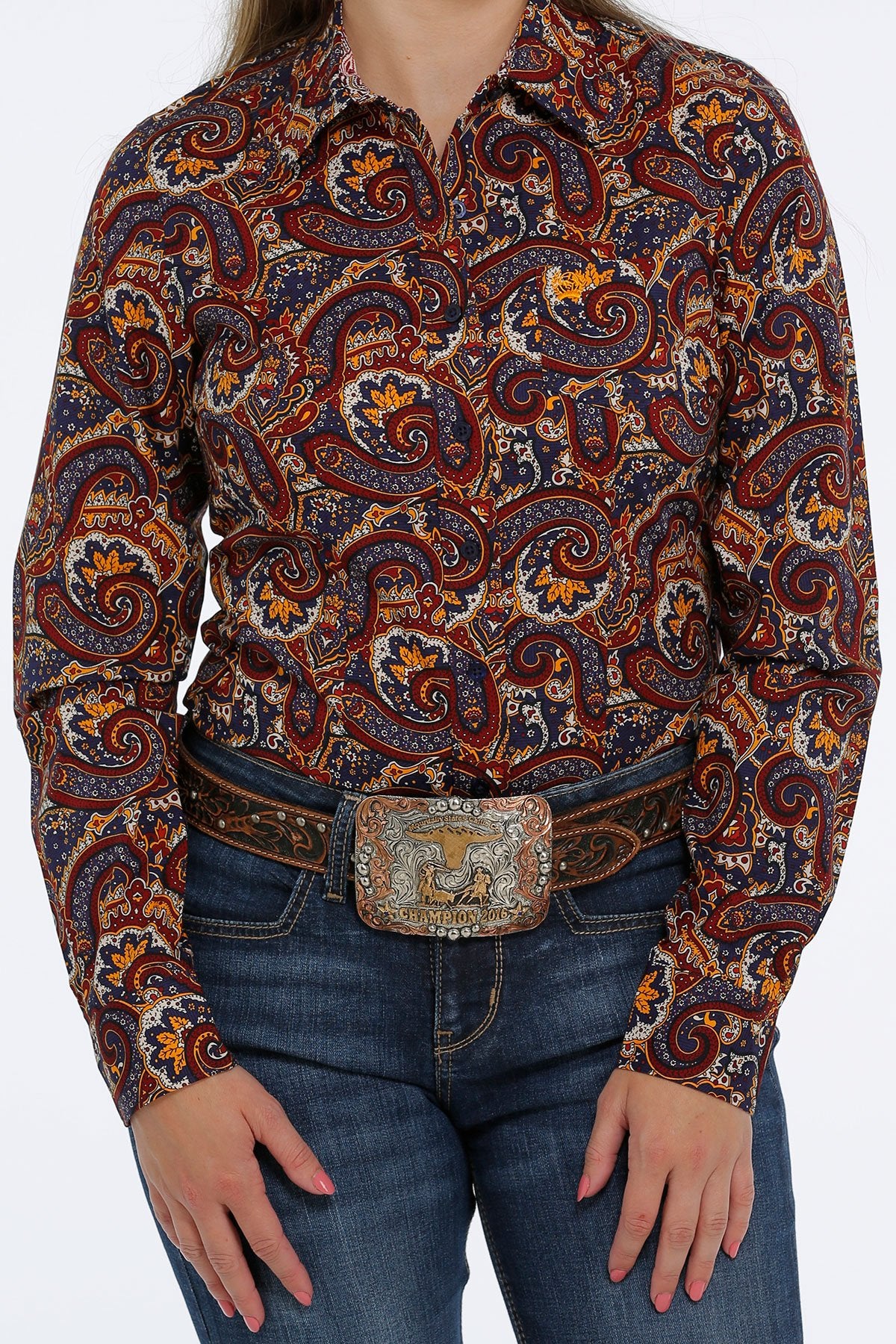 CINCH LADIES MAROON PAISLEY PRINT SHIRT