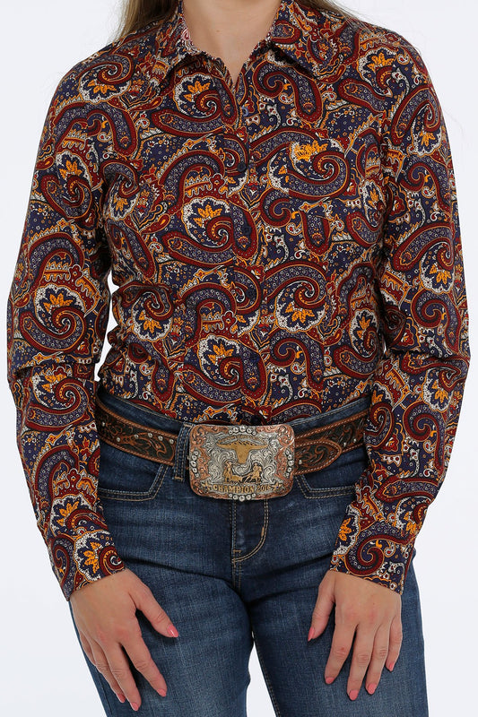 CINCH LADIES MAROON PAISLEY PRINT SHIRT