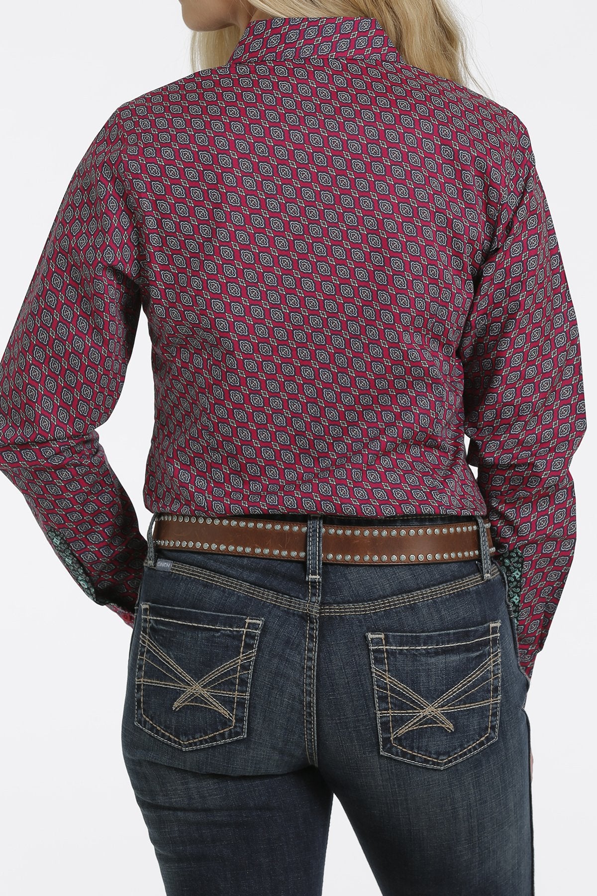 CINCH PINK GEOMETRIC PRINT SHIRT