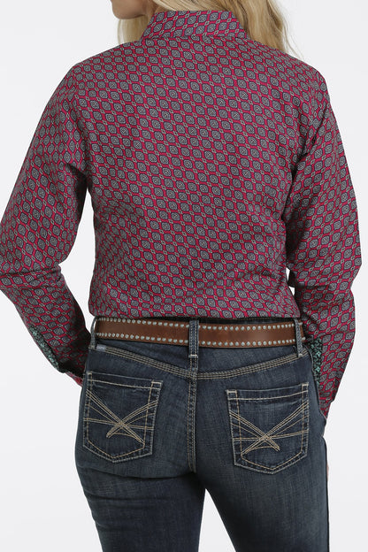 CINCH PINK GEOMETRIC PRINT SHIRT
