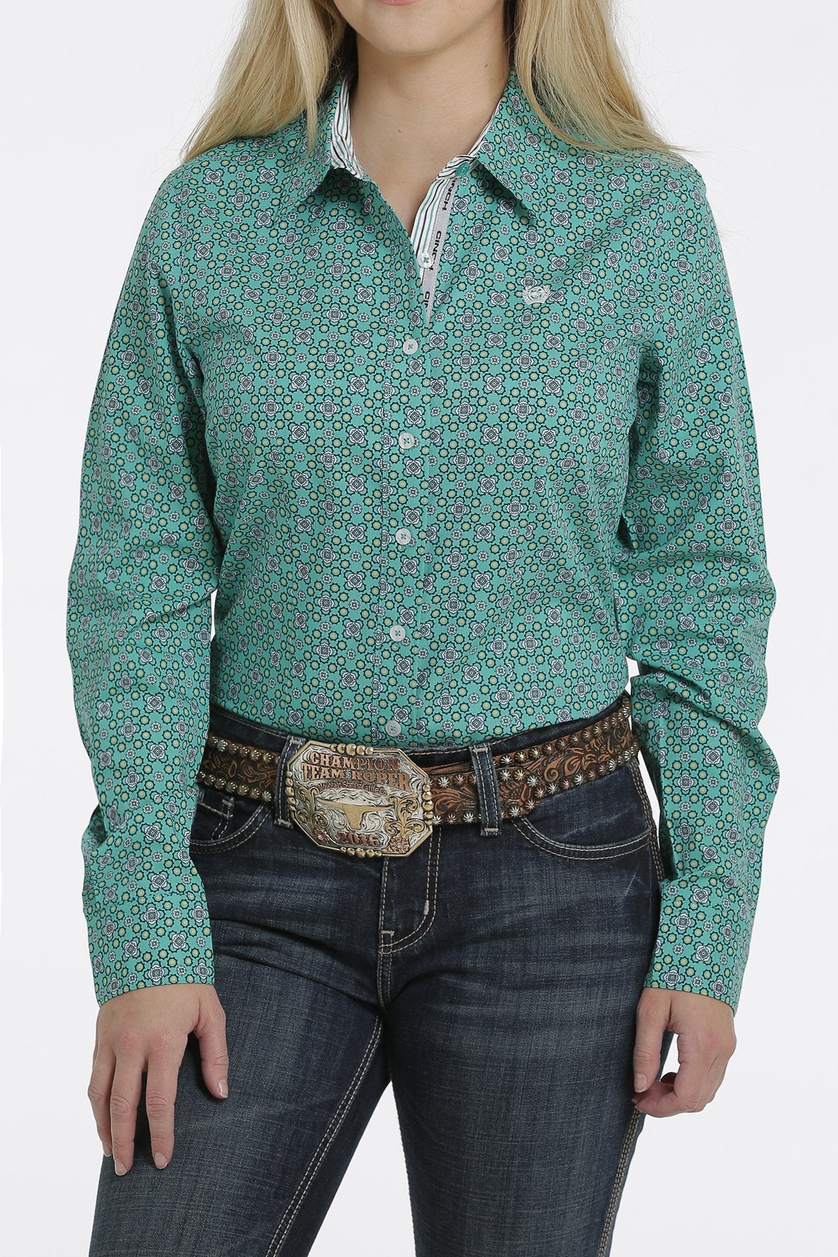 CINCH EMERALD BUTTON-DOWN WESTERN SHIRT
