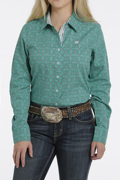 CINCH EMERALD BUTTON-DOWN WESTERN SHIRT