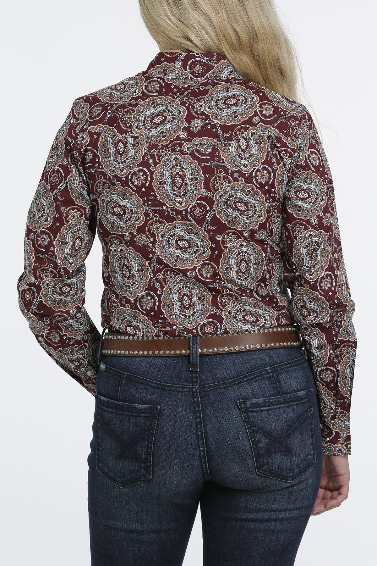 PAISLEY ﻿BURGUNDY SNAP FRONT WESTERN SHIRT