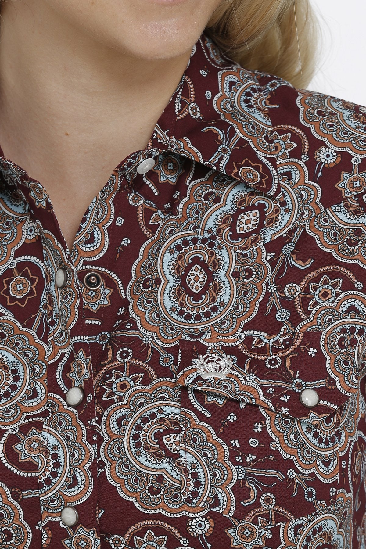PAISLEY ﻿BURGUNDY SNAP FRONT WESTERN SHIRT