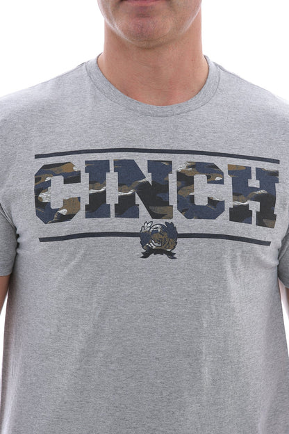 CINCH MEN'S HEATHER GREY CAMO TEE