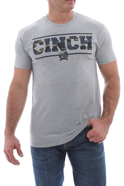 CINCH MEN'S HEATHER GREY CAMO TEE