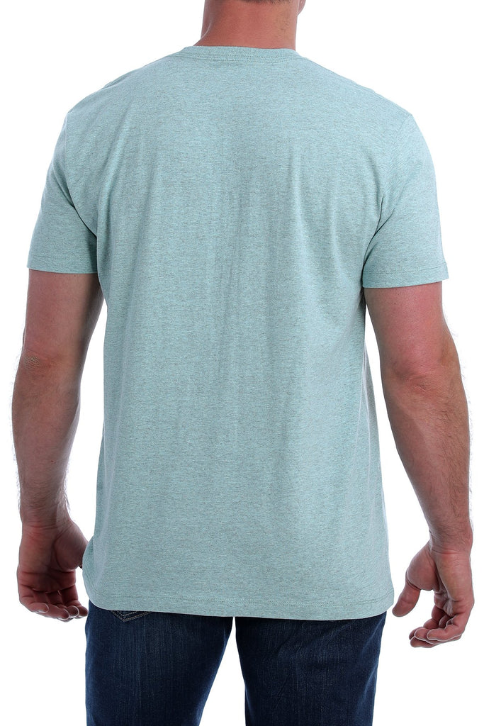 CINCH CREW NECK HEATHER LIGHT BLUE LOGO TEE
