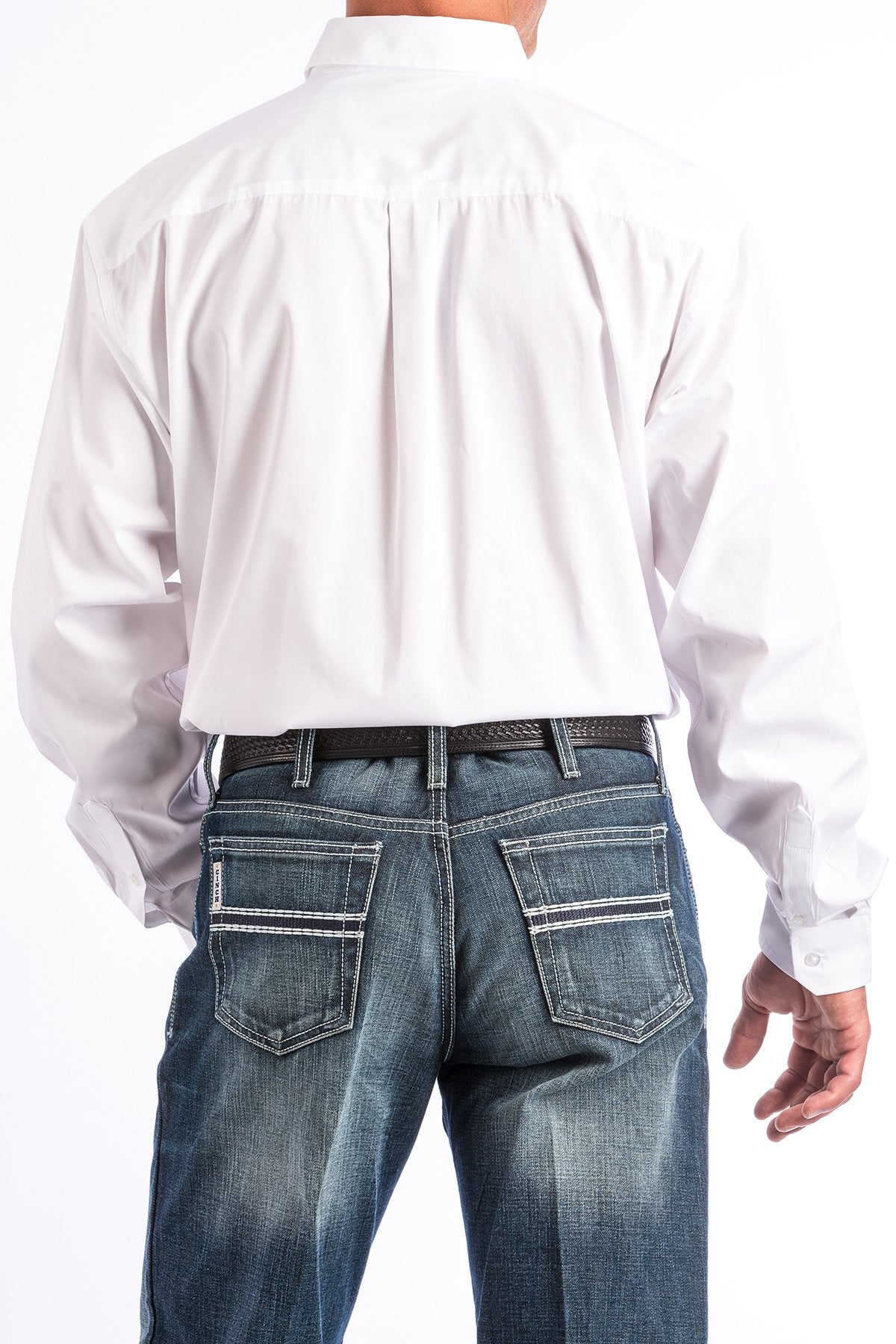 CINCH MEN'S SOLID WHITE BUTTON DOWN WESTERN SHIRT