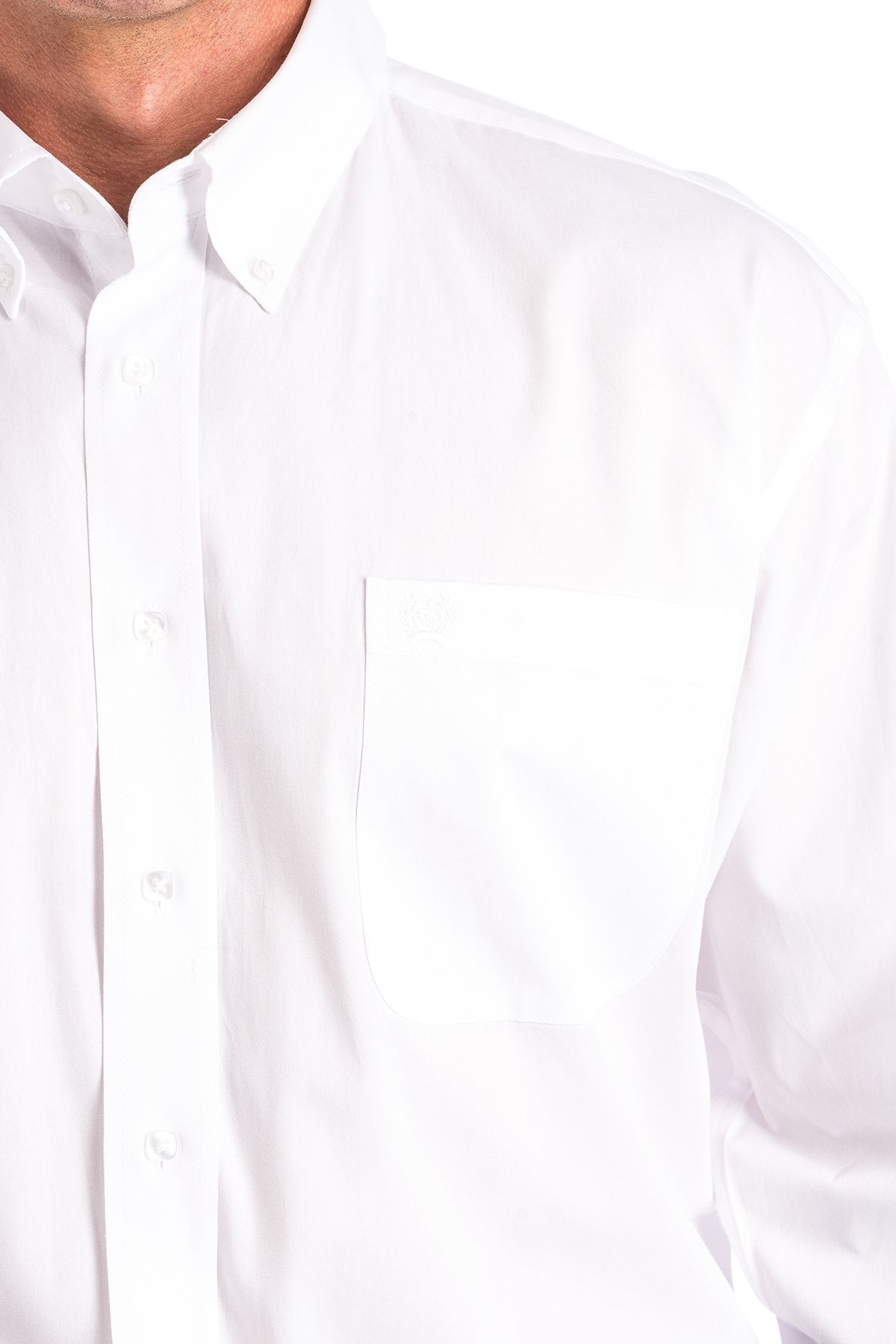 CINCH MEN'S SOLID WHITE BUTTON DOWN WESTERN SHIRT