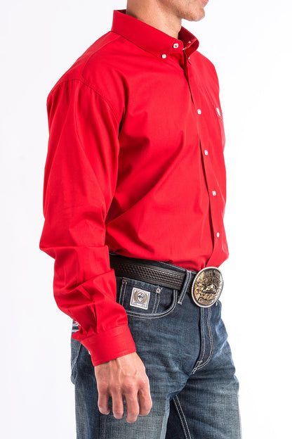CINCH MEN'S SOLID RED BUTTON-DOWN WESTERN SHIRT