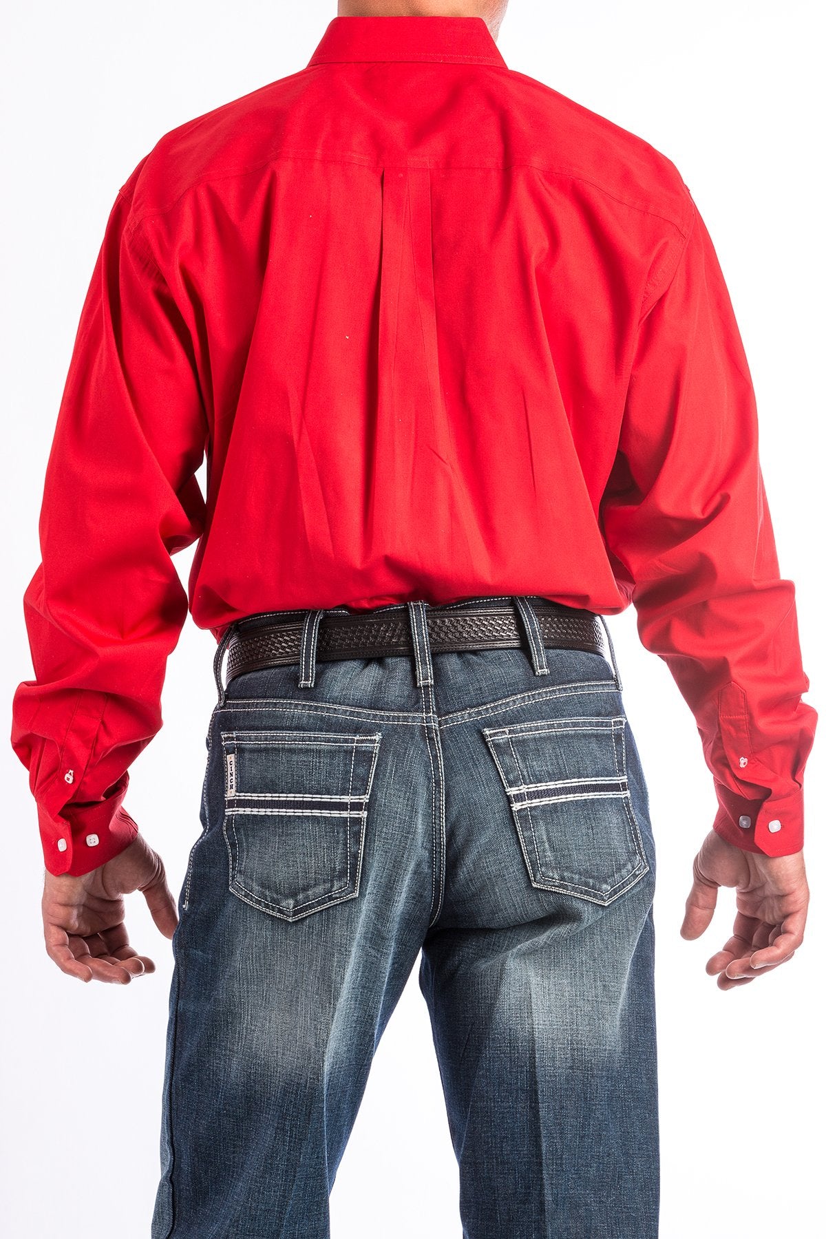 CINCH MEN'S SOLID RED BUTTON-DOWN WESTERN SHIRT