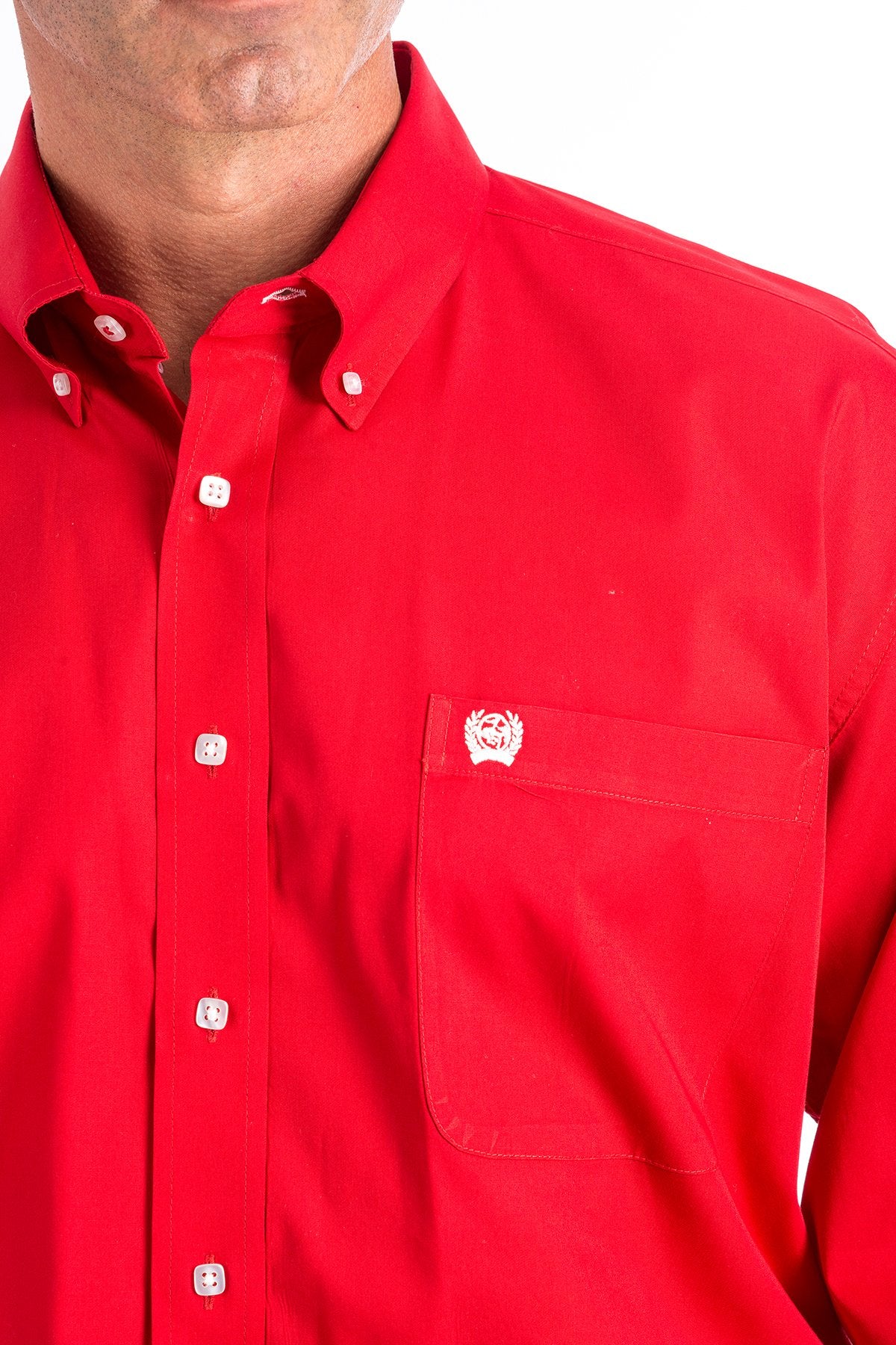 CINCH MEN'S SOLID RED BUTTON-DOWN WESTERN SHIRT