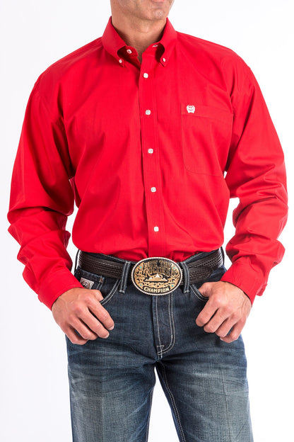 CINCH MEN'S SOLID RED BUTTON-DOWN WESTERN SHIRT