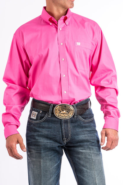 Cinch Solid Pink Button-Down Shirt