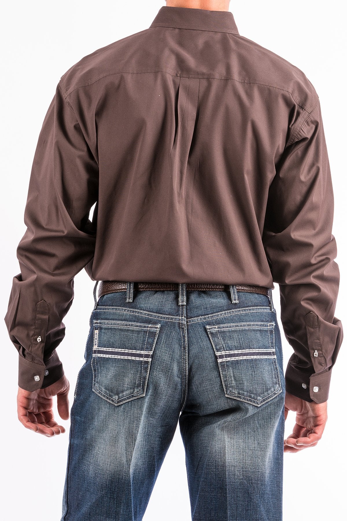 CINCH MEN'S SOLID BROWN BUTTON DOWN WESTERN SHIRT