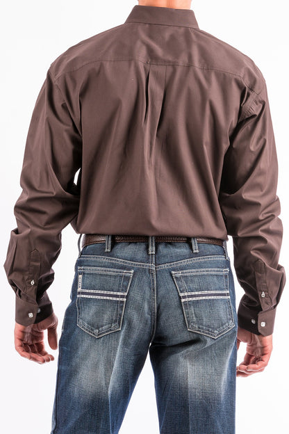 CINCH MEN'S SOLID BROWN BUTTON DOWN WESTERN SHIRT