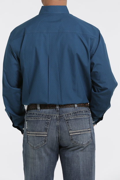 CINCH TEAL GEO CROSS PRINT LONG SLEEVE SHIRT