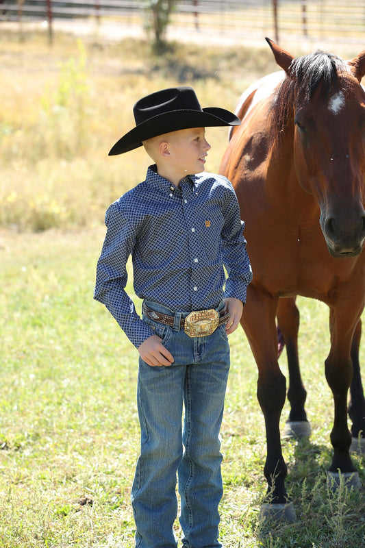 CINCH ROYAL BLUE MEDALLION PRINT WESTERN SHIRT