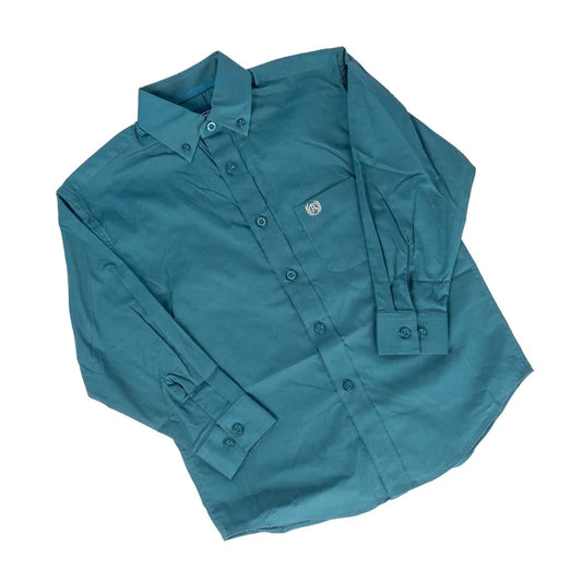 PANHANDLE TEAL SOLID STRETCH POPLIN SHIRT