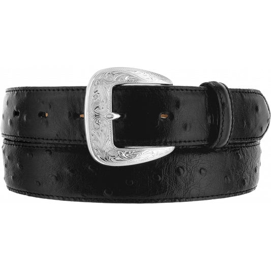 Tony Lama Black Ostrich Print Belt