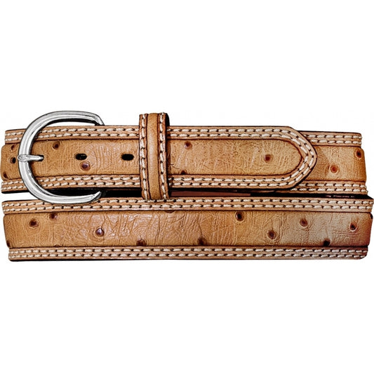 Tony Lama Ostrich Double Stitch Stockman Belt