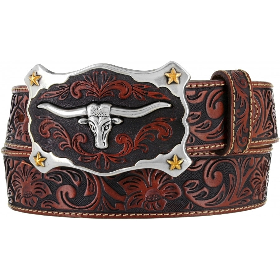 JUSTIN MEN'S TAN CLASSIC LONGHORN BELT