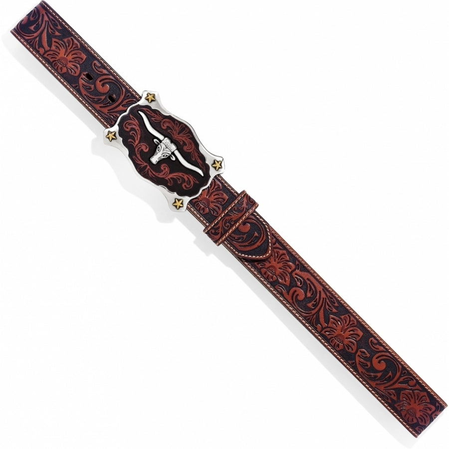 JUSTIN MEN'S TAN CLASSIC LONGHORN BELT