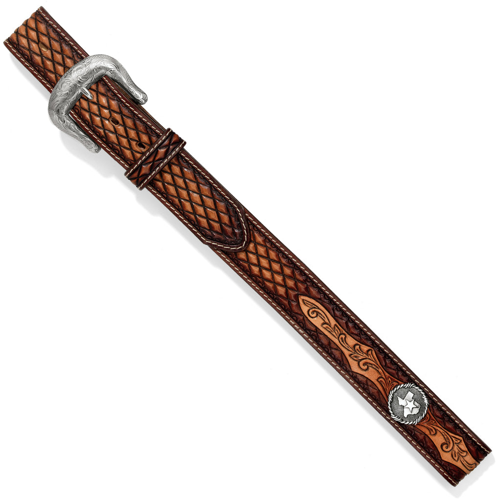 JUSTIN MEN'S TAN TOOLED DIAMOND BELT
