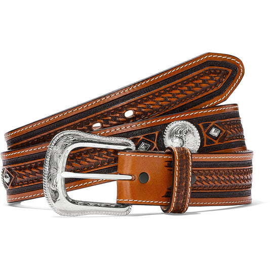Tony Lama Men's Dark Brown Embossed Leather Belt