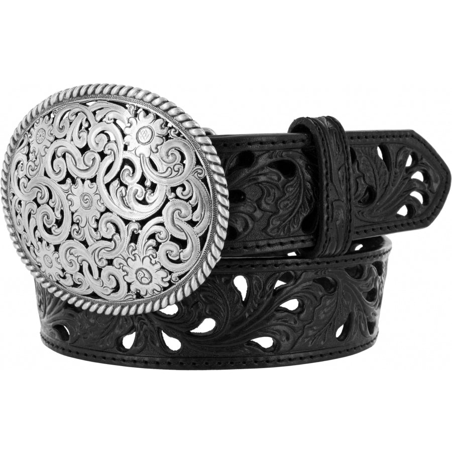 Pierced Filigree Black Trophy Belt