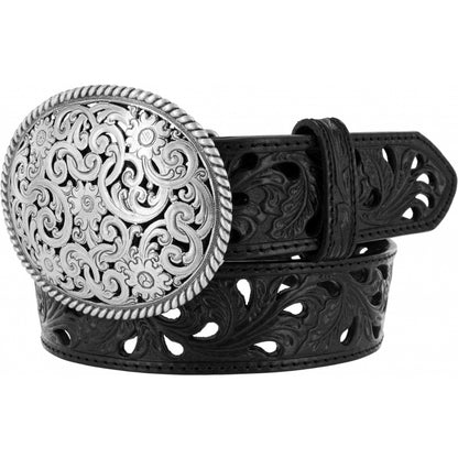 Pierced Filigree Black Trophy Belt