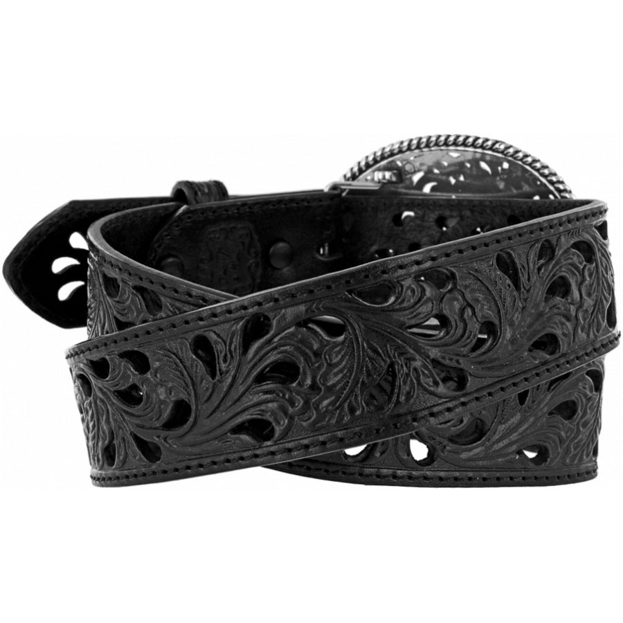 Pierced Filigree Black Trophy Belt