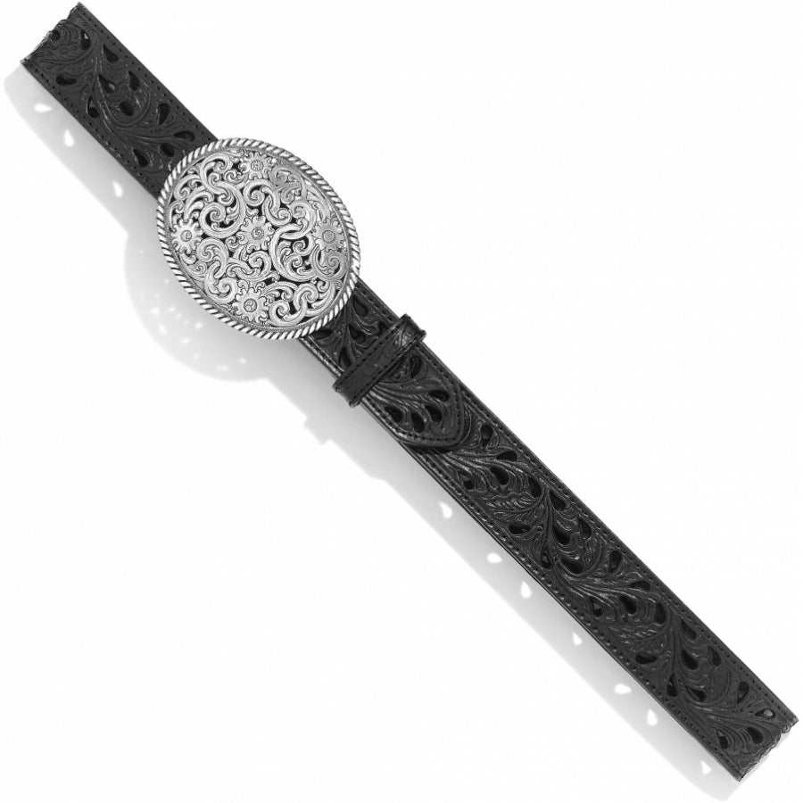 Pierced Filigree Black Trophy Belt