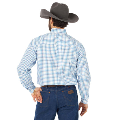 WRANGLER GEORGE STRAIT LIGHT BLUE PLAID LONG SLEEVE SHIRT