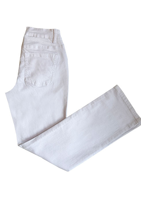 ETHYL ZIP FLY STRAIGHT LEG WHITE DENIM JEAN