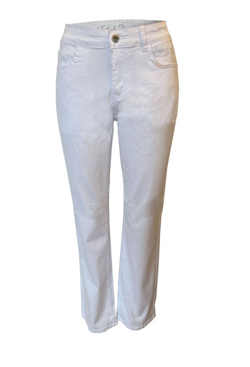 ETHYL ZIP FLY STRAIGHT LEG WHITE DENIM JEAN